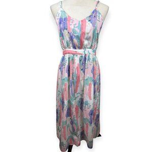 New FRNCH Paris Pastel Watercolor Brush Stroke Tie Button Reversible Dress
